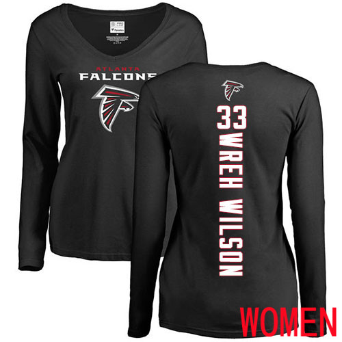 Atlanta Falcons Black Women Blidi Wreh-Wilson Backer NFL Football #33 Long Sleeve T Shirt